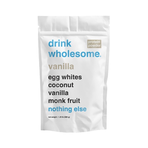 [BRSROCA2O4MA2G33] drink wholesome Vanilla Egg White Protein Powder for Sensitive Stomachs | Minimally-Processed, Whole-Food Protein | Additive-Free, Dairy-Free, Gluten-Free | Low FODMAP