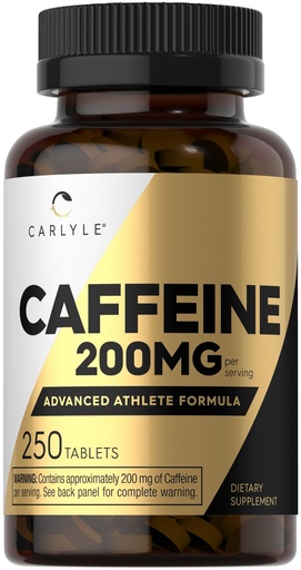 [BRSRO2QZAB6ROH33] Carlyle Caffeine Pills 200mg | 250 Tablets | Advanced Athlete Formula | Vegetarian, Non-GMO & Gluten Free Supplement