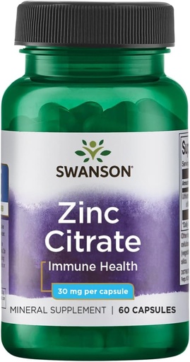 [BRSWIYQ7DIJRCCDY] Swanson Zinc (Citrate) 30 Milligrams 60 Capsules