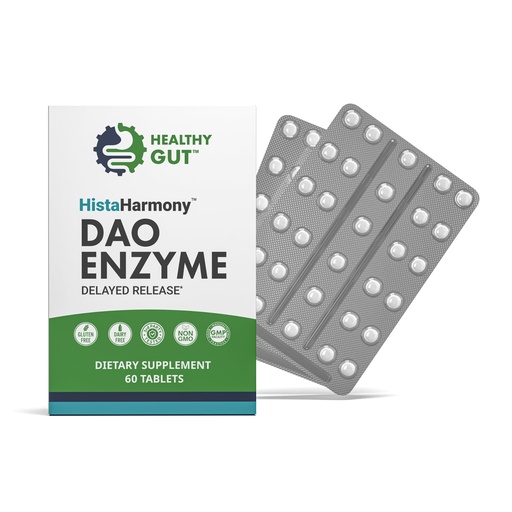 [BRSROCAQOB4BGYLF] Healthy Gut HistaHarmony | Delayed Release DAO Enzyme Supplement | 30,000 HDU Diamine Oxidase Histamine Blocker | 60 Servings