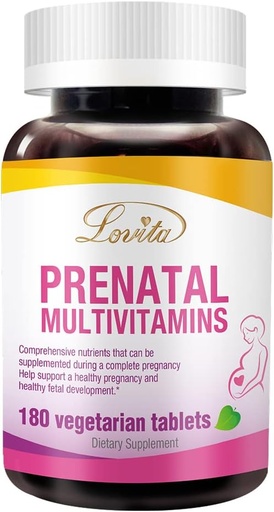 [BRSW2AQHOV7RQAD6] Lovita Prenatal Multivitamins - Comprehensive Nutrient Support for Before, During, and Post-Pregnancy - 180 Vegetarian Tablets