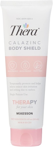 [BRSWECQNO55BMDTP] McKesson's Thera Calazinc Body Shield, Calamine with Zinc Cream -Skin Barrier Ointment for Eczema, Psoriasis, Diaper Rash - 4 oz. Tube, 1 Count