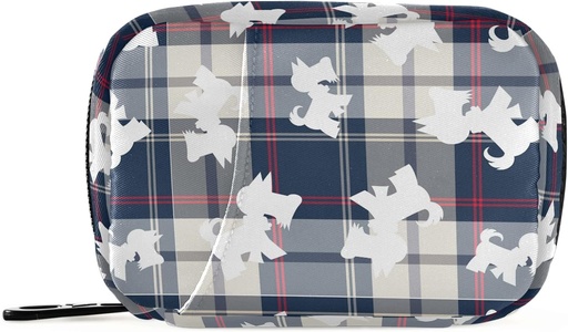 [BRSW2EA5BUHBS3TV] Plaid Scottish Dog Pill Box 7 Day Pill Case Travel Pill Organizer Bag with Zipper Portable Weekly Case Compact Size for Vitamin Supplement Holder