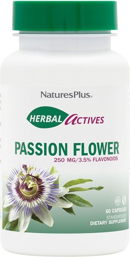 [BRSWIYQYCYNRUDYV] Natury Plus Herbal Actives Passion Flower - 250 mg, 60 Kapsułki wegańskie - Promotes Natural Calm - Wegetarianin, Gluten- Free - 60 Służb