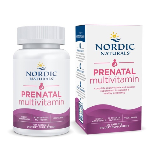 [BRSRMCAKCAFGEF3J] Nordic Naturals Prenatal Multivitamin for Women - Daily Vegetarian Prenatal Vitamins - 22 Essential Nutrients, Including B6, Folate, and Iron - 60 Tablets - 30 Servings