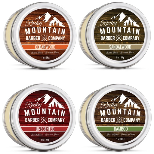 [BRSWEBI6CN4GKYLD] Beard Balm Variety Pack - 4 muestras naturales (1 oz cada una) con aceite de argán, manteca de vacuno, aceite de coco &amp; aceite de Jojoba - rico en vitaminas &amp; minerales