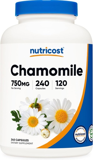 [BRSW2AYZAUPRQCAY] Nutricost Chamomile 750mg, 240 Vegetáriánus kapszula, 120 szerva - nem-GMO, glutén mentes