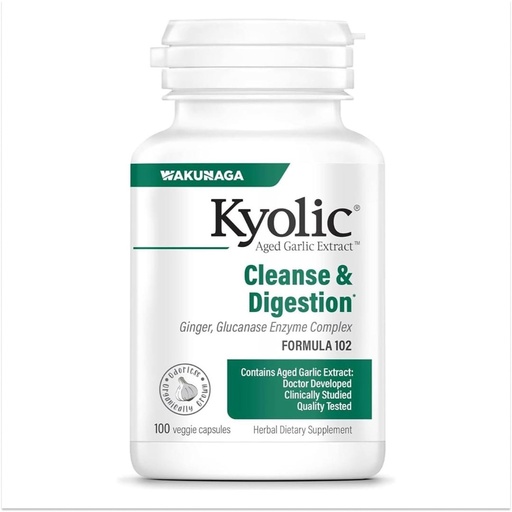 [BRSWIYT3OJYA4DTK] Wakunaga - Kyolic, Aged Garlic Extract, Candida Cleanse & Digestion, Formula 102, 100 Vegetarian Caps