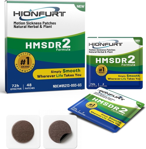 [BRSRMFA6OB6AGD3G] HMSDR2 48ct Motion Sickness Patches – Sea Sickness Patches for Cruise, Car, Airplane – Non-Drowsy, 72H Lasting