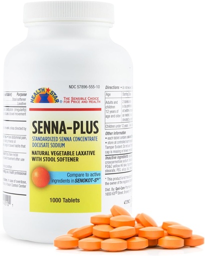 [BRSW2ZTRAENAOCTX] Health Star Senna Plus Laxative & Stool blødgøringsmiddel Tablets 50mg / 8. 6 mg Styrke Naturlig vegetabilsk Stimulant Laxative Laxative