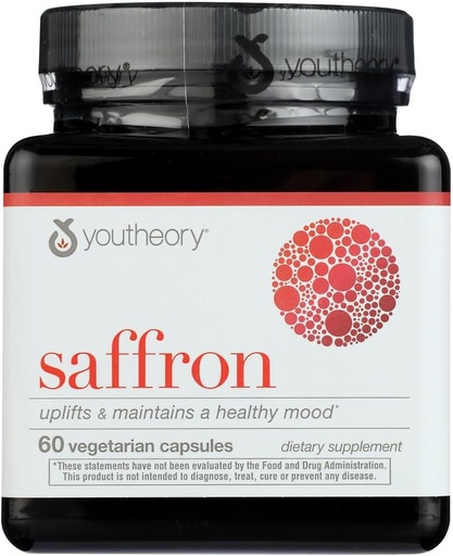 [BRSRMEL3OYNGKF3B] Youtheory Saffron Advanced Dietary Supplement, Elevates Mood & Mental Focus, 60 Capsules