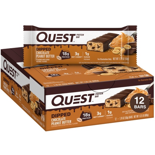 [BRSROAYZCMNQ4ETD] Quest Chocolate Peanut Butter Protein Bars, 18g Protein, 12 Count