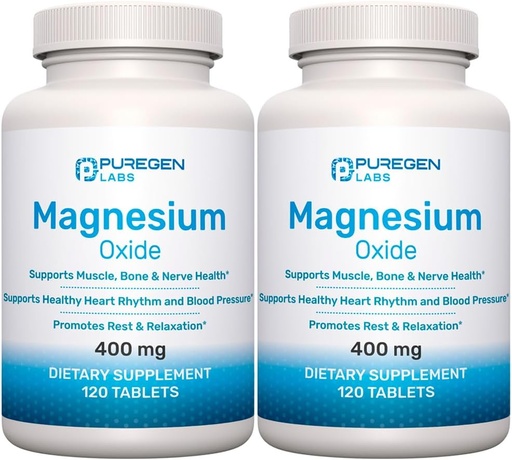 [BRSRM2YKAQDWYYLG] Magnesium Oxide 400mg [High Potency] Supplement | 2 Pack - Total 240 Tablets