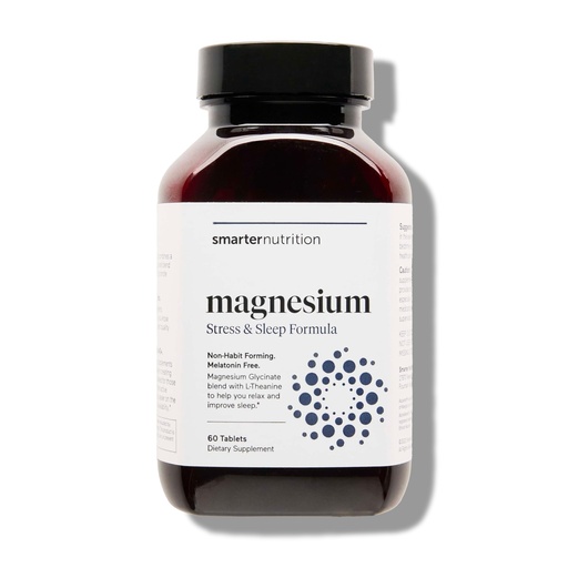 [BRSWGCQZAQCBUG32] Smarter Nutrition Magnesium Complex - Chelated Magnesium Glycinate with Citrate, Malate and L-Theanine for Sleep, Muscle Relaxation and Stress Support - Non-GMO - 60 Tablets[30DaySupply]