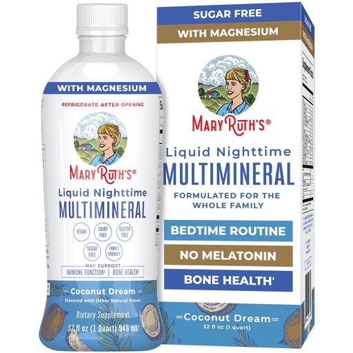 [BRSWIHLQBYOWK236] MaryRuth's Liquid Nighttime Multimineral | No Melatonin | Bedtime Routine | Magnesium Citrate | Calcium | Zinc | Vitamin D3| Available in 4 Flavor - Vegan | Sugar Free | Gluten Free | 32 Oz