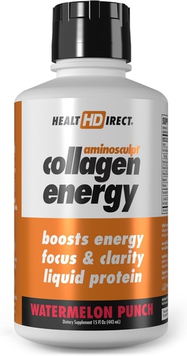 [BRSWGAYHBYCROC3O] SAÚDE DIRECTA AminoEscultura Colágeno Energia, Melancia Romã 15 fl oz Liqu