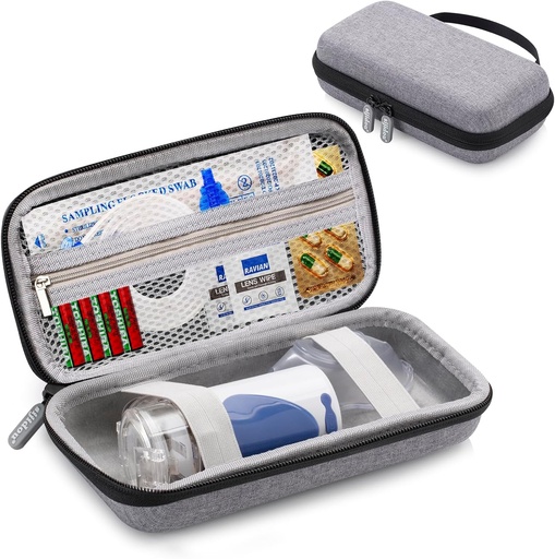 [BRSRA2TYO4BGKDI4] Portable Nebulizer Case for Travel, Inhaler Cases for Kids & Adult Handheld Asthma Machine, Medical Supplies Organizer, Electronic Organizer Cases for Cord, Charger (Grey)