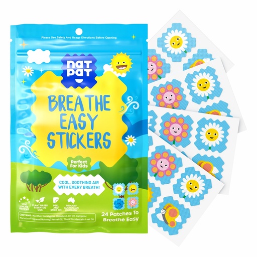 [BRSROYARB4NWM3YY] NATPAT Breathe Easy Stickers - Stuffy Patch for Kids and Adults - All-Natural Cold and Allergy Relief for Congestion, Chemical and Drug Free - BuzzPatch Natural Patch (24 Pack)