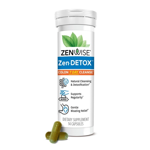 [BRSROCA5DMNRSCTK] Zenwise Health 7-Day Colon Detox Cleanse for Digestive Health - Gut Detox Pills for Digestion & Bloating Relief - Herbal Blend with Psyllium Husk, Senna Leaf, Bromelain, ACV & Probiotics - 14 Count