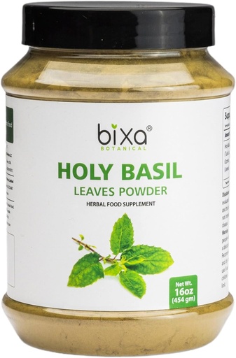 [BRSWKGQZCYOGIYAV] Tulsi Leaves Порошок (Holy Basil Leaf, Ocimum Sanctum) Підтримка імунітету, Здорове дихання, Оральний догляд, Може бути прийнятий з екстрактом Premium Quality Діє Природна добавка - 454g/16 Oz Pack of 1