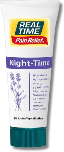 [BRSW2YY3BV7RSGT5] Real Time Pain Relief Night Time Cream 4oz Tube - 22 Natural Ingredients: 5% Arnica, Melatonin & Lavender - Aids Sleep & Eases Discomfort in Joints, Muscles, Nerves, Back Aches, Bruises & Body Tension