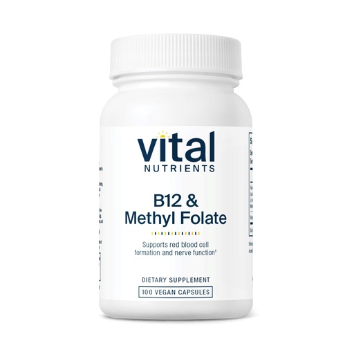 [BRSWIY3ZAAGR43QV] Vital Nutrients Vitamin B12 & Methyl Folate - Vegan Methylated Folate & B12 Supplement - 5-MTHF Plus B12 Supports Nervous System & Metabolism* - Gluten, Dairy, Soy Free - 100 Capsules