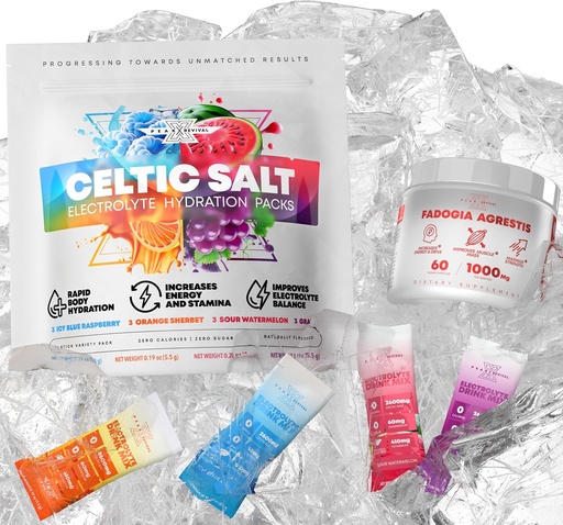 [BRSRAAYQBEMRMELB] Fadogia Agrestis 1000mg por Suplemento + Electrolytes Powder Packets Celtic Salt 12 Electrolyte Packets