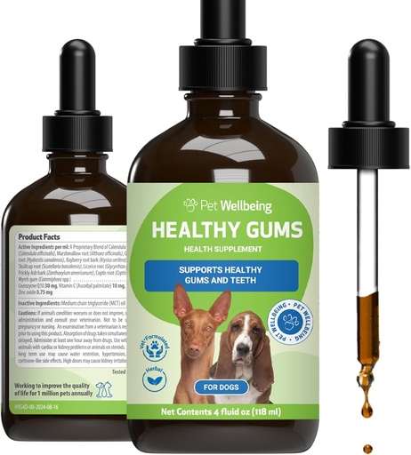 [BRSWYHQHCAJQA33J] Pet Wellbeing Healthy Gums for Dogs - Gums & Dental Health, Oral Care, Healthy Breath, Coenzyme Q10, Zinc Oxide, Calendula, Marshmallow Root - Veterinarian-Formulated Holistic Topical 4 oz (118 ml)