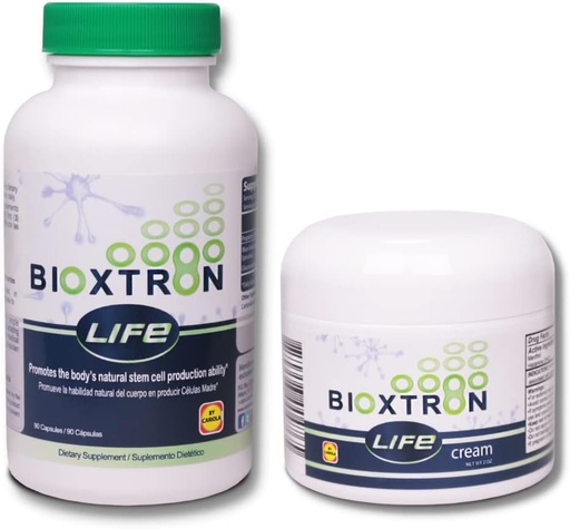 [BRSWYZ35CEBA2YIY] Bioxtron Life AFA Stem Cell Supplement - Skupna podpora in bolečina v mišicah - Podpora imunskemu sistemu - Podpora energijske ravni - Stem Cell Production - Blue Green Algae Spirulina - 90 Caps + Cream 2 oz