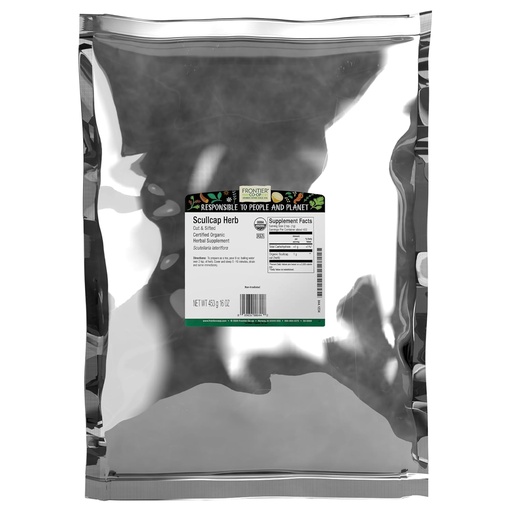[BRSWIYQ4DIAAKCL2] Frontier Co-op Bio Scullcap Kräuterschnitt & Sifted Certified Organic Kräuter Supplement 1lb - Totenkopfkappe Kräuter für Tinktur, Tee, Beilage