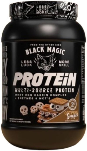 [BRSRAFIZCV6QY3L3] Worldwide Nutrition Bundle Compatible with Black Magic Protein Powder - Multi-Source Protein Whey, Egg & Casein Complex with Enzymes & MCT- 2LB Campfire Smores Flavor with Multi-Purpose Keychain