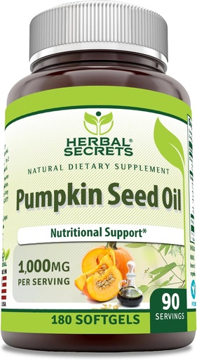 [BRSRO2QTCB5AOAA3] Herbal Secrets Pumpkin Seed Oil 1000 Mg Supplement | 180 Softgels | Non-GMO | Gluten Free | Made in USA