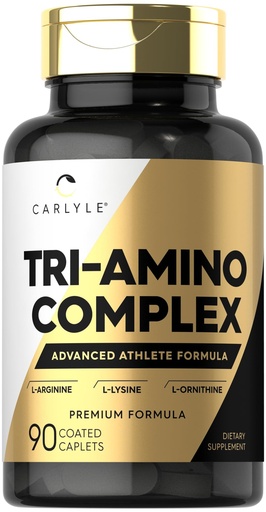[BRSRAZAHCMGWEYDK] Carlyle Tri-Amino L-Arginine L-Ornithine L-Lysine Supplement | 90 Caplets | Vegetarian, Non-GMO, Gluten Free