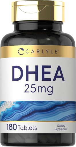 [BRSROEA2CEPREGQ3] Carlyle DHEA supplement for Women and Men - 25mg - 180 Tablets , Vegetarian, Non-GMO, and Gluten Free