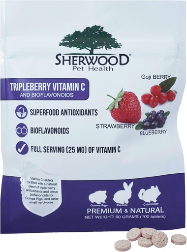 [BRSWKZAHOEHGEADA] Tripleberry Vitamin C and Bioflavonoids by Sherwood Pet Health (100 Tablets - 60 Grams)
