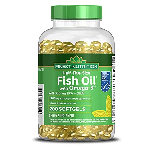 [BRSW2237OUCR6HTJ] Walgreens (Formerly Finest Nutrition) Half-The-Size Fish Oil 1200 mg Softgels 200.0ea