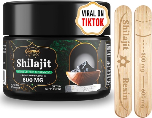 [BRSROFIRBN7RSHL2] Sennasi 600 MG Shilajit Resin - Shilajit Supplement with Fulvic Acid & 85+ Trace Minerals for Energy, Immunity, Brain Power, 30 Grams