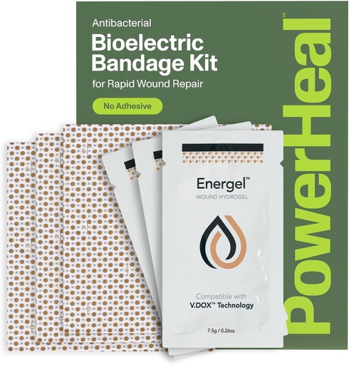 [BRSROBAFAQBW2C3J] Kit de Bandaj Bioelectric PowerHeal pentru Ingrijirea Granitului si Vindecarea Single Pay, Nu Adeziva include Wound Hydrogel, Poate fi tăiat pentru a se potrivi 
