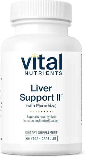 [BRSWIYQTOZYGGHDM] Vital næringsstoffer lever støtte II med Picrorhiza, Melk Thistle og Curcumin | Vegansk Supplement | Herbal kombinasjon for å støtte sunn leverfunksjon* | Gluten, Dairy og Soya Gratis | 60 kapsler