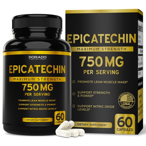 [BRSRO234AQPW23D5] Epicatechin Extract 750mg Per Serving - (60 Capsules) - Supports Lean Muscle, Nitric Oxide, Myostatin Inhibitor, Stamina, Endurance, Pump & Gains - Non-GMO & Vegan Supplement - (60 Count)