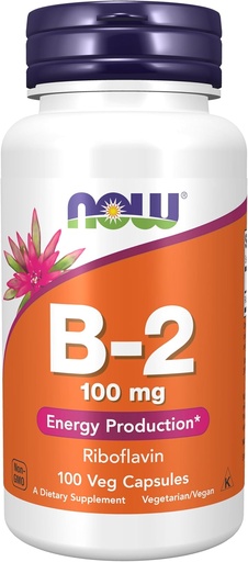 [BRSWIYQEAQNBY2D4] Sekarang suplemen Makanan, Vitamin B-2 (Riboflavin) 100 mg, Produksi Energi *, 100 Veg Capsules