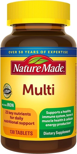 [BRSWIEAKCYCRCD34] Nature Made Multi Complete Tabletleri - 130 ct, Pack of 2