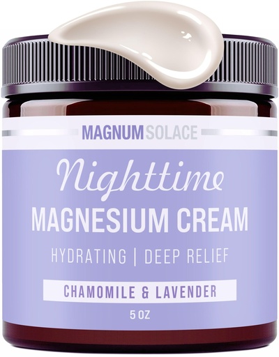 [BRSRMGIFCB6WMAI2] Magnum Solace Magnesium Lotion – Nighttime Magnesium Cream – Apply to Legs, Arms or Chest - Topical Magnesium Chloride – USA Made and Safe for Kids (Chamomile Lavender)