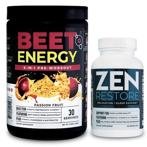 [BRSRAZYBDNYW2AAV] Nutrology Beet Natural O2, Pre Workout Powder, Energy, Endurance & Nitric Oxide Booster with Beet Powder, Passion Fruit Flavor (30 Servings) Zen Natural Magnesium Supplement (30 Servings)
