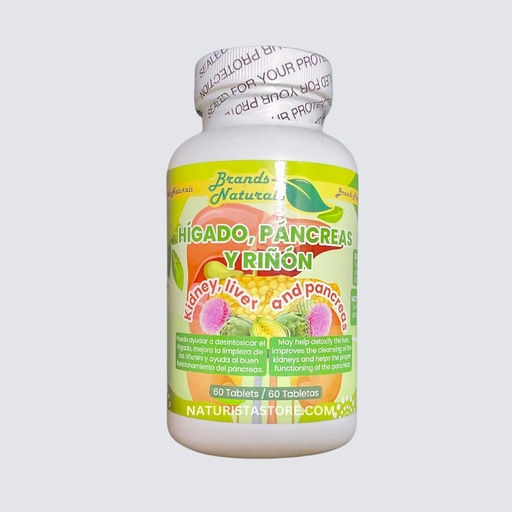 [BRSRAYIRDJYR4FDH] Generic Brands Naturals Kidney Liver & Pancreas (Higado Pancreas Y Rinones) 60 Tabs
