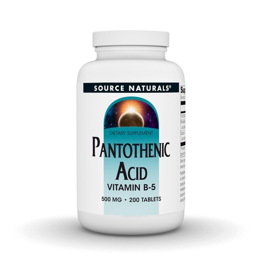 [BRSWIYTYOUEBWH3I] Source Naturals Pantothenic Acid, Vitamin B-5, Dietary Supplement 500mg - 200 Vegetarian Tablets