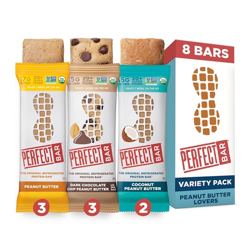 [BRSWGFDYAUMG2H3G] Perfect Bar Original Refrigerated Protein Bar, Peanut Butter Lover's Variety Bundle, 2.2 - 2.5 Ounce Bar, 8 Count