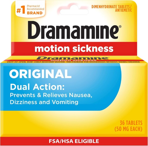 [BRSWIZL3A4GRSD3A] Dramamine Original, Motion Sickness Relief, 36 Count