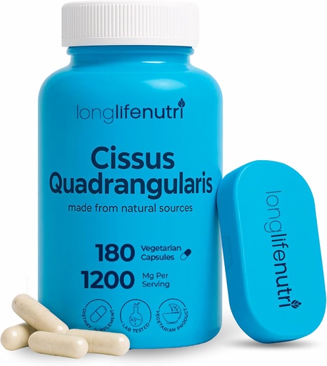 [BRSWGBD3DNYG2DQU] LongLifeNutri Cisses Quadrangularis 1200mg - 180 Vegetariškų kapsulių, Stem ekstraktas bendras komfortas, Kaulų stiprumas & Aktyvus judumas, Aukšto stiprumo formulė, 3- mėnuo tiekimas, GMP Sertifikuotas, Pagaminta JAV