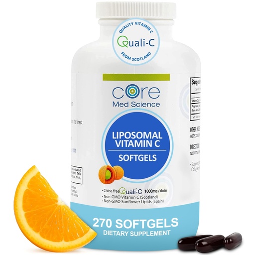 [BRSWGEIFA5YGOAYY] Core Med Science Liposomal Vitamin C 1000mg, 270 Softgels - Non-GMO Natural Liposomal Vitamin C Supplement that Promotes Healthy Skin - Immune System Booster for Adults, Supports Collagen Formation